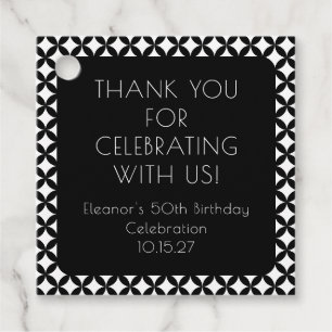 Étiquettes Cadeau Noir Blanc Mid Century 50e anniversaire Merci