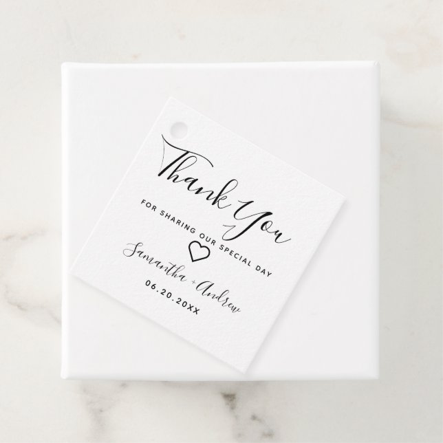 Étiquettes Cadeau noir brun rustique kraft merci mariage (En situation)