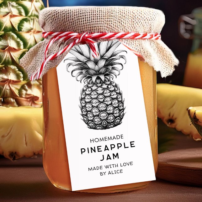Étiquettes-cadeau Noir et blanc confiture d'ananas maison (Créateur téléchargé)