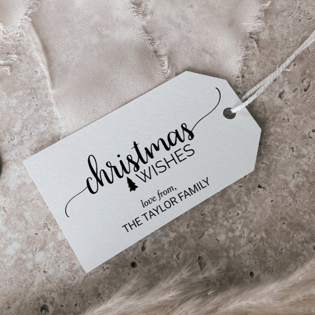 Étiquettes-cadeau Noir et blanc simple Noël (Créateur téléchargé)