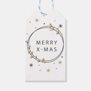Étiquettes-cadeau noir et Noël élégant d'or