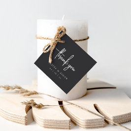 Étiquettes Cadeau Noir moderne écriture manuscrite Mariage Merci