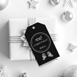 Étiquettes-cadeau Noir moderne et blanc Personnalisé