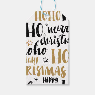 Étiquettes-cadeau Noir & Or Texte de Noël Art mignon Aestheti