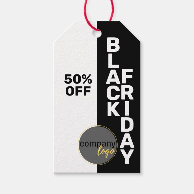 ÉTIQUETTES-CADEAU NOIR VENDREDI PROMO RÉDUCTION PRIX DE L'ENTREPRISE (Devant)