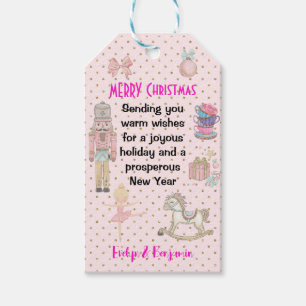 Étiquettes-cadeau Noisette rose Noël personnalisé