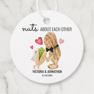 Étiquettes Cadeau Noix L'Une Sur L'Autre Traitement Mariage