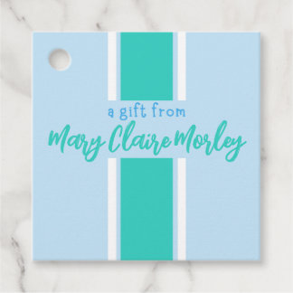 Étiquettes Cadeau Nom de bande épaisse turquoise
