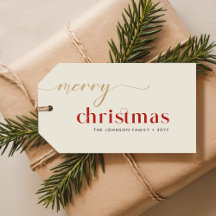Nom de famille de Noël en écriture dorée et rouge