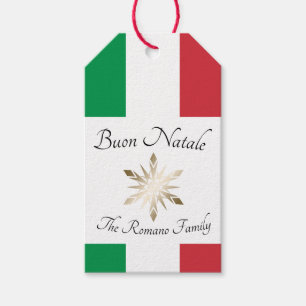 Étiquettes-cadeau Nom de famille italien Buon Natale Drapeau et floc