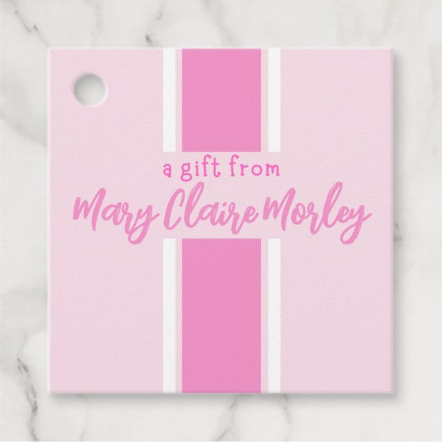 Étiquettes Cadeau Nom de la bande épaisse rose (Devant)