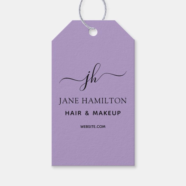 Étiquettes-cadeau Nom du monogramme Logo personnalisé violet (Devant)