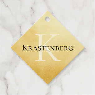 Étiquettes Cadeau Nom du monogramme personnalisé Salutation Faux Gol