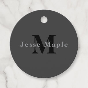 Étiquettes Cadeau Nom et monogramme Dark Gray
