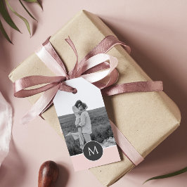Étiquettes-cadeau Nom et photo personnalisés minimalistes Pastel Pin
