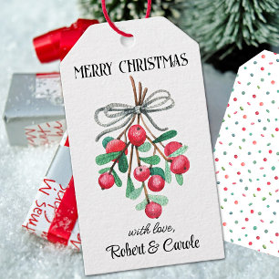 Étiquettes-cadeau Nom, mignonne Mistletoe Joyeux Noël Tags cadeaux
