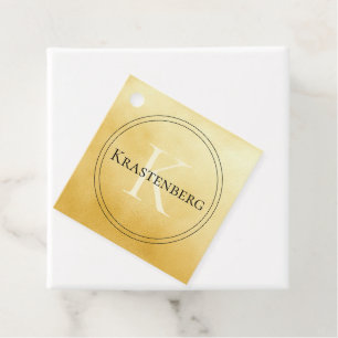 Étiquettes Cadeau Nom personnalisé Monogramme Salutation Faux Gold