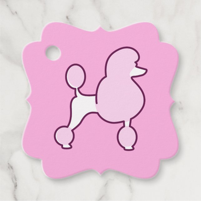 Étiquettes Cadeau Nom personnalisé Poodle rose (Devant)