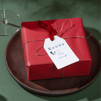 Étiquettes-cadeau Nom personnalisé Signification Esthétique Bleu