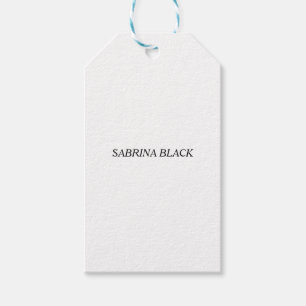Étiquettes-cadeau Nom simple moderne minimaliste blanc
