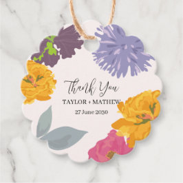 Étiquettes Cadeau Noms Abstraits de couple de Mariages floraux