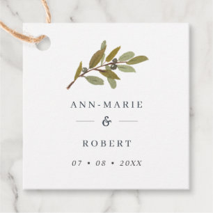 Étiquettes Cadeau Noms simples des Mariages de branches d'olivier ru