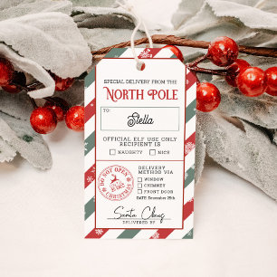 Étiquettes-cadeau North Ple Naughty ou Nice livraison spéciale