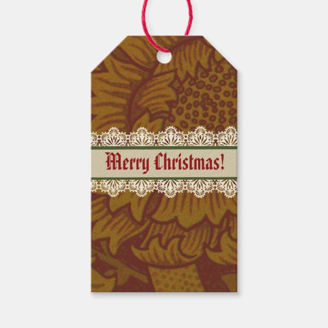 Étiquettes-cadeau Nostalgic Classic William Morris Red Holiday (Devant)