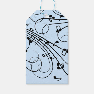 Étiquettes-cadeau Notes de musique fantaisie Bleu