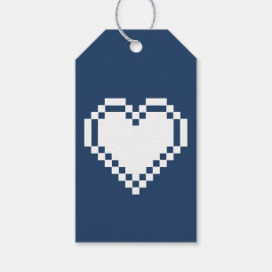 Étiquettes-cadeau Notre étiquette-cadeau 8-Bit Hearts en marine
