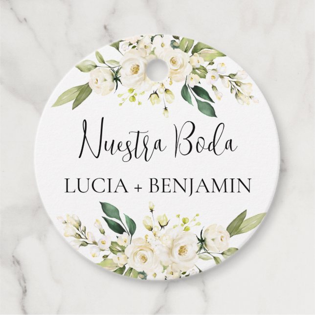 Étiquettes Cadeau Notre mariage rond (Devant)
