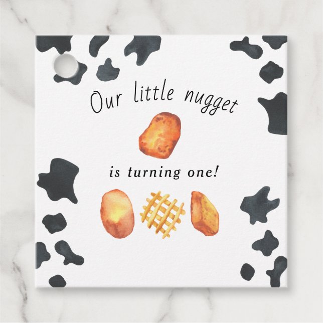 Étiquettes Cadeau Notre Petit Nugget devient un Anniversaire de enfa (Devant)