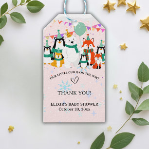 Étiquettes-cadeau Notre Petit Petit Cub   Baby shower des animaux de
