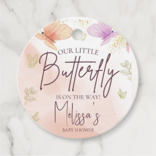 Étiquettes Cadeau Notre Petite Aquarelle Papillon Pink Purple Gold