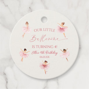 Étiquettes Cadeau Notre petite Ballerina Rose Ballet Anniversaire