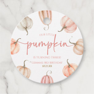 Étiquettes Cadeau Notre Petite Citrouille Rose Blanc Automne fête d'