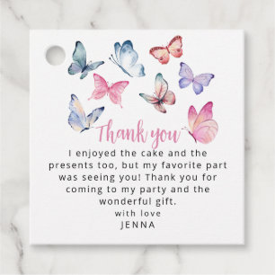 Étiquettes Cadeau Notre petite fête d'anniversaire photo papillon