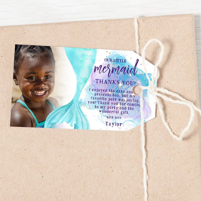 Étiquettes-cadeau Notre petite sirène photo fête d'anniversaire (Créateur téléchargé)