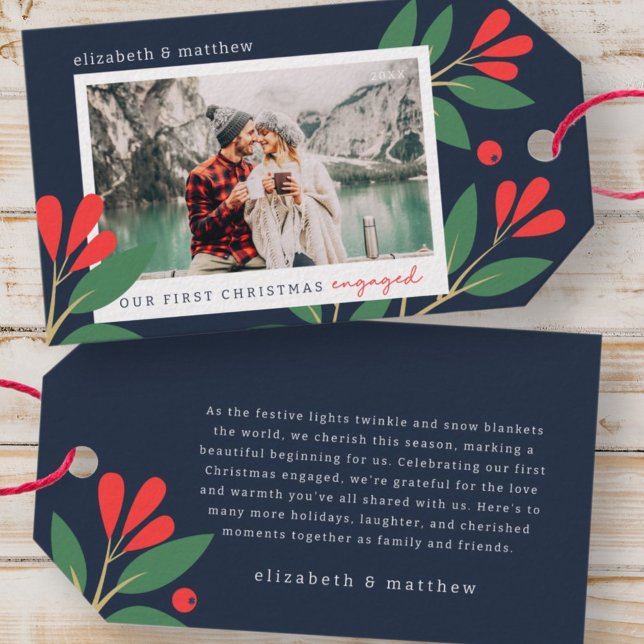 Étiquettes-cadeau Notre première photo de Noël Engagé de Foliage Mod (Créateur téléchargé)