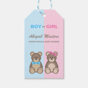 Étiquettes-cadeau Nounours de Baby shower de révélation de genre