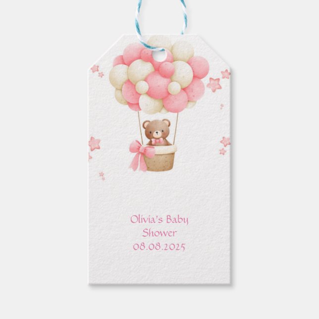 Étiquettes-cadeau Nounours en peluche rose  (Devant)