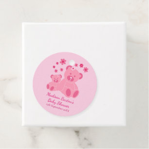 Étiquettes Cadeau Nounours rose mignon Baby shower fille