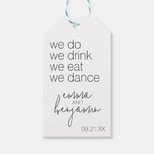 Étiquettes-cadeau Nous Buvons Danser Manger - Mariage moderne