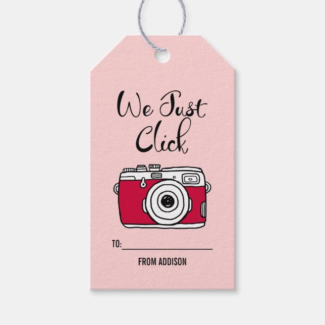 Étiquettes-cadeau Nous Cliquer Juste Camera Valentine Tags cadeaux (Devant)