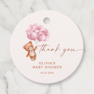 Étiquettes Cadeau Nous pouvons à peine attendre ballon rose merci