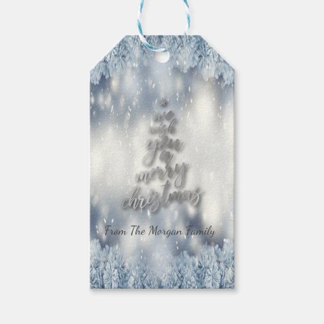Étiquettes-cadeau Nous Vous Souhaitons Un Joyeux Noël Forêt Branches (Devant)
