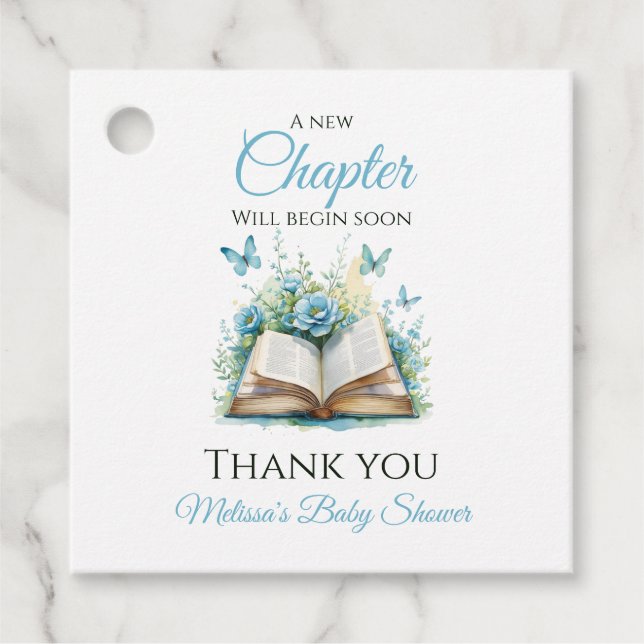 Étiquettes Cadeau Nouveau chapitre Blue Boy Brunch StoryBook Baby sh (Devant)