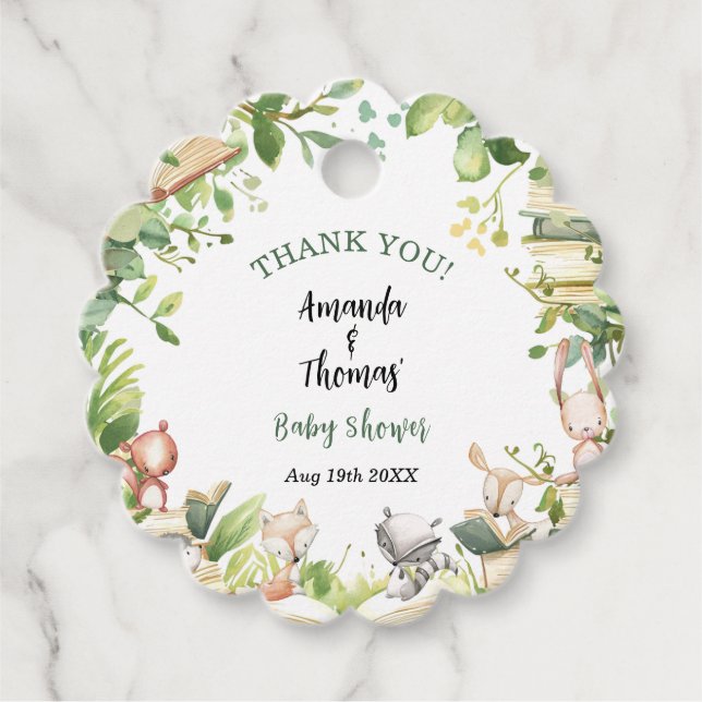 Étiquettes Cadeau Nouveau chapitre Merci Baby shower thématique (Devant)