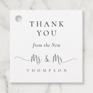 Étiquettes Cadeau Nouveau M. M. Elegant Script Merci Mariage gay