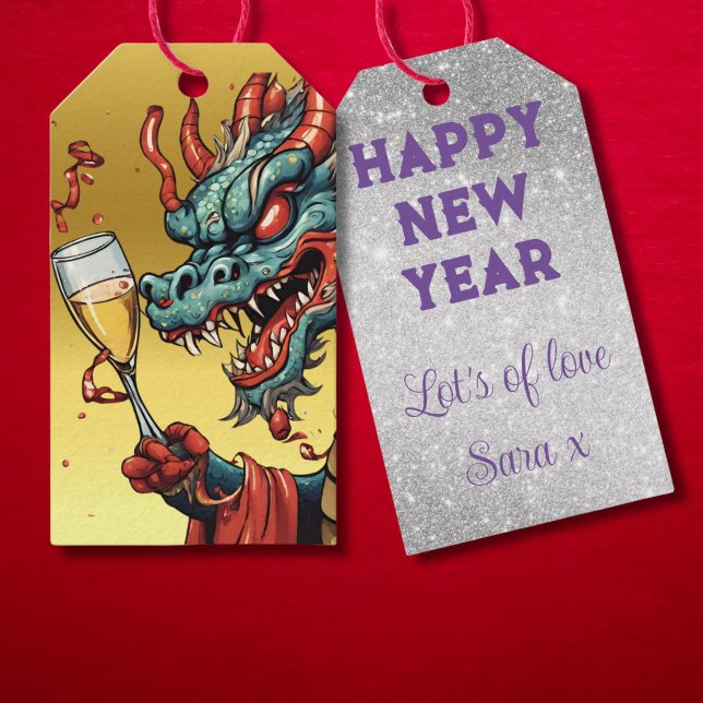 Étiquettes-cadeau Nouvel An chinois du Dragon 2024 cadeaux (Créateur téléchargé)